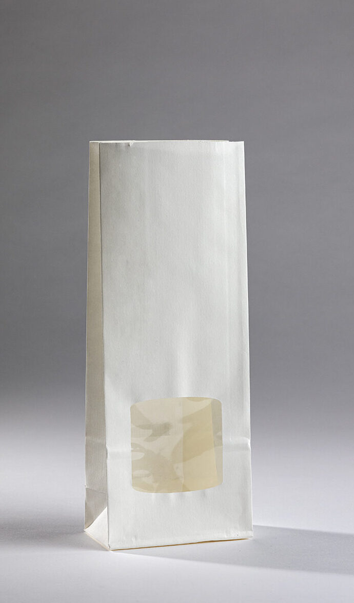 Extra fettbeständige weiße Papiertüten mit fenster